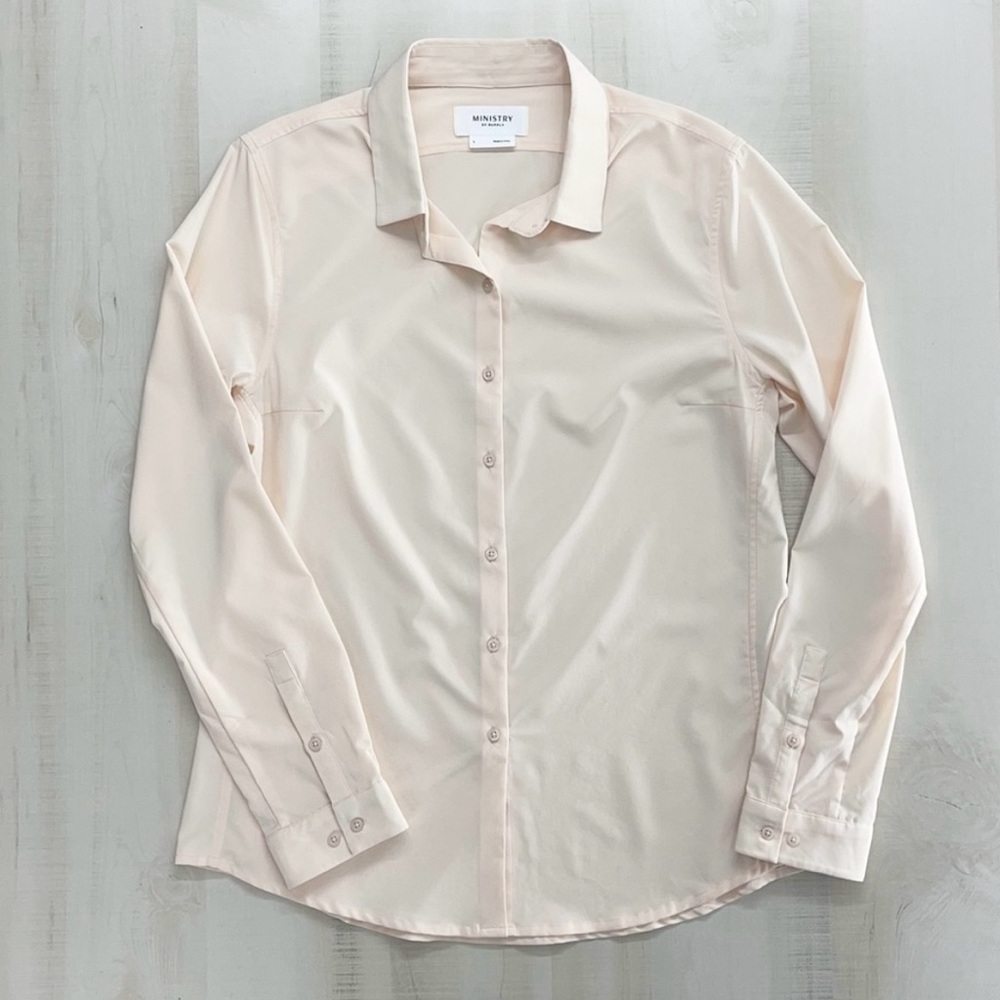 MINISTRY OF SUPPLY womens pink work career tech blouse L work career
